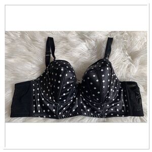 Parfait Charlotte Longline 6977 Full Bust Padded Bra Black White Dot Size 38C